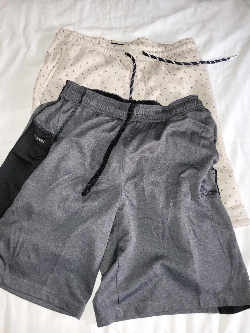 adidas Men’s Gray Athletic Shorts with Black Drawstring